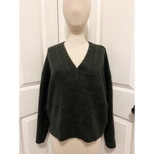 Zara Sweater Womens XS V Neck Super Soft Boxy Oversized Knit Charcoal Gray